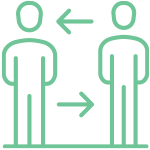 Two people with arrows between them, pointing at each of them