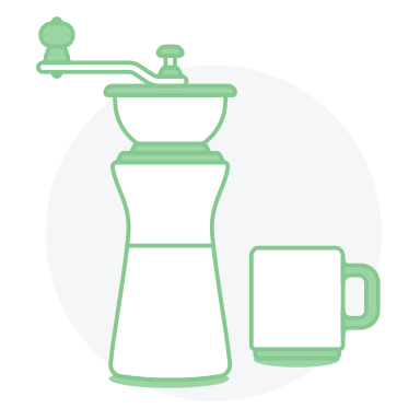 Coffee grinder and mug