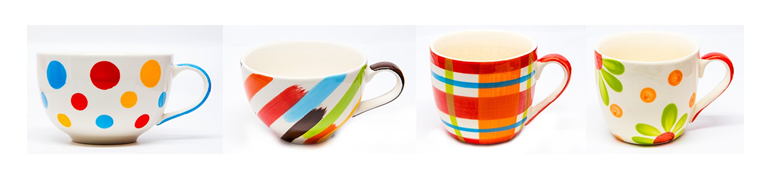 Four mugs with 4 different designs Four mugs with 4 different designs